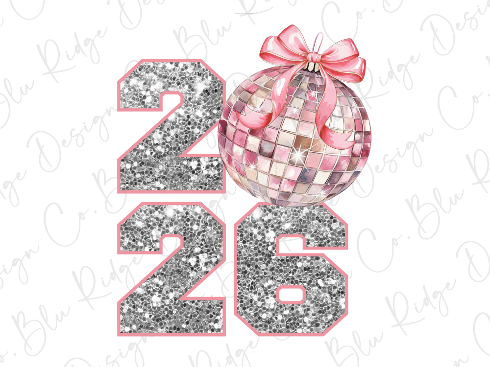 2026 Faux Glitter New Years Disco Ball Graphic T-Shirt