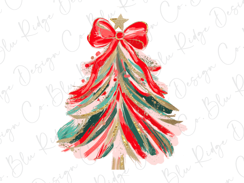 Brushstroke Coquette Christmas Tree Graphic T-Shirt