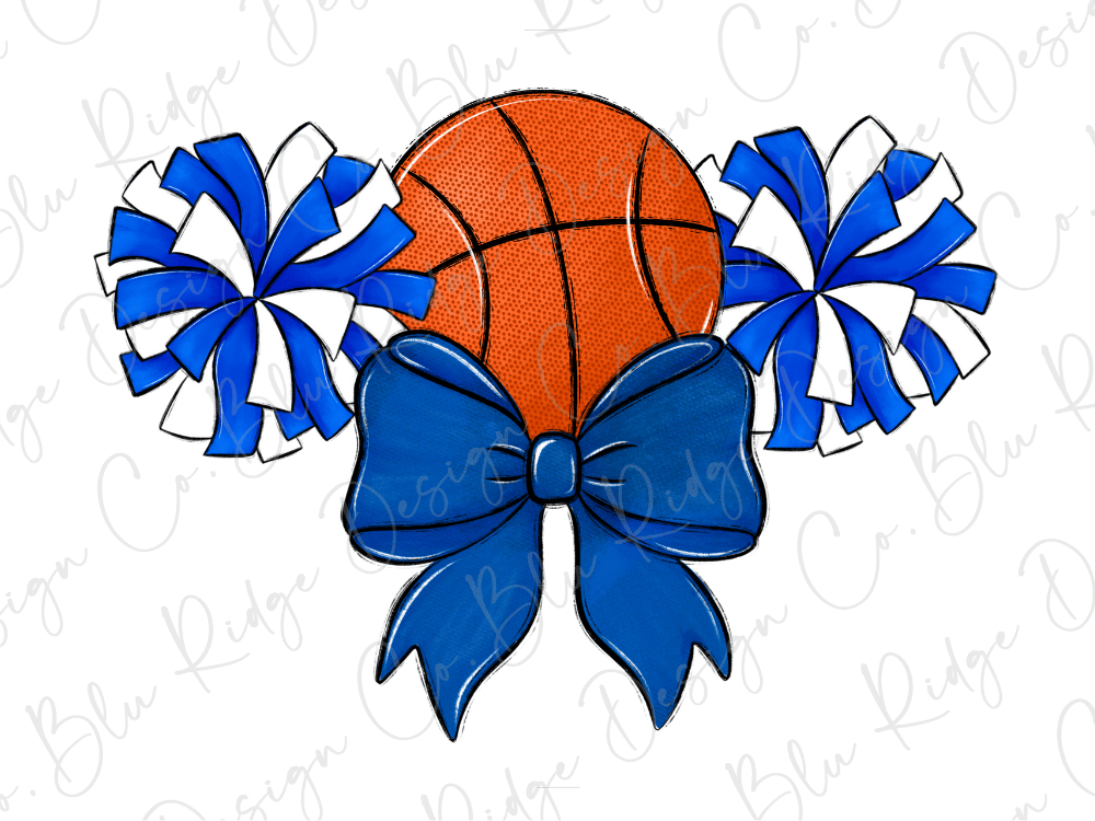 Blue And White Basketball Cheer Pompoms Graphic T-Shirt
