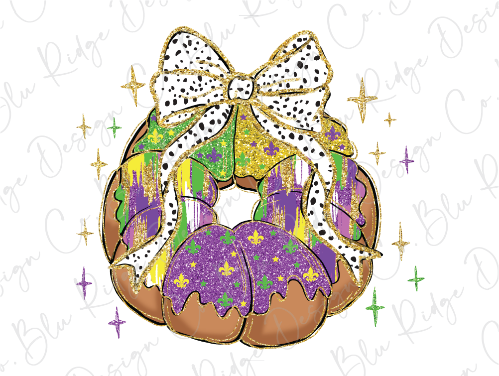 Mardi Gras King Cake Perdita Dot Bow Graphic T-Shirt