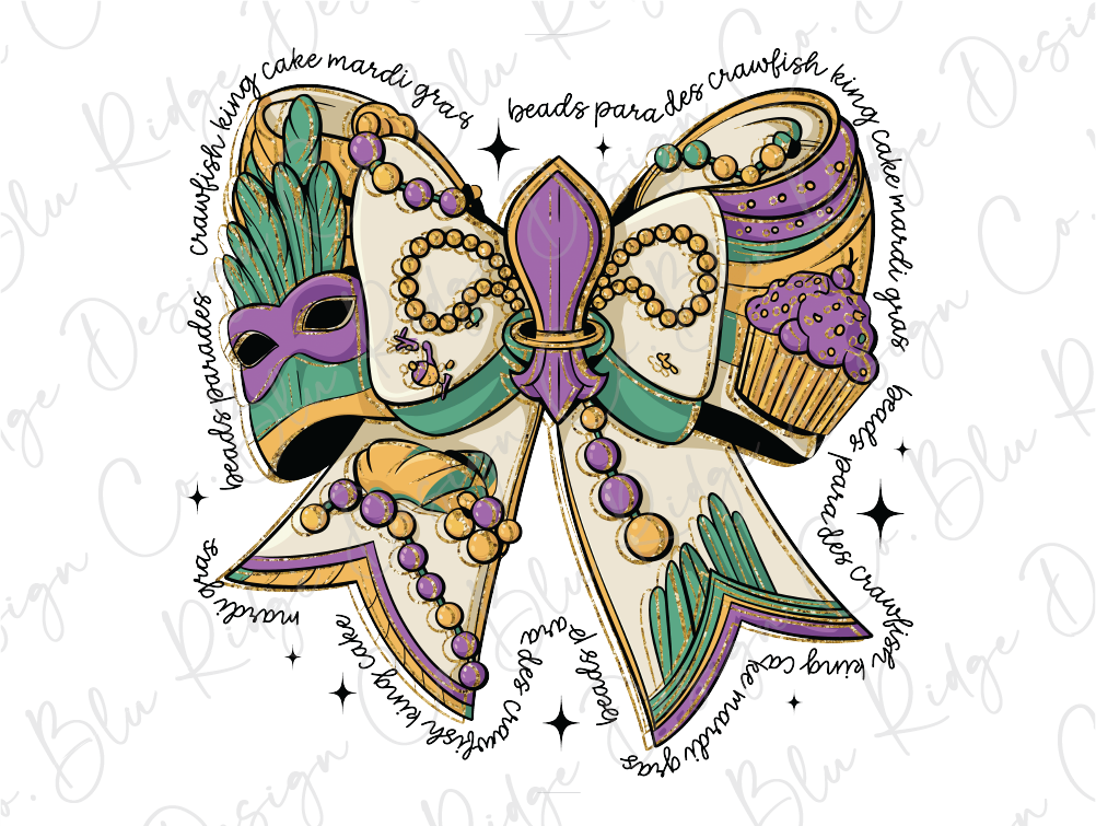 Mardi Gras Coquette Bow Graphic T-Shirt