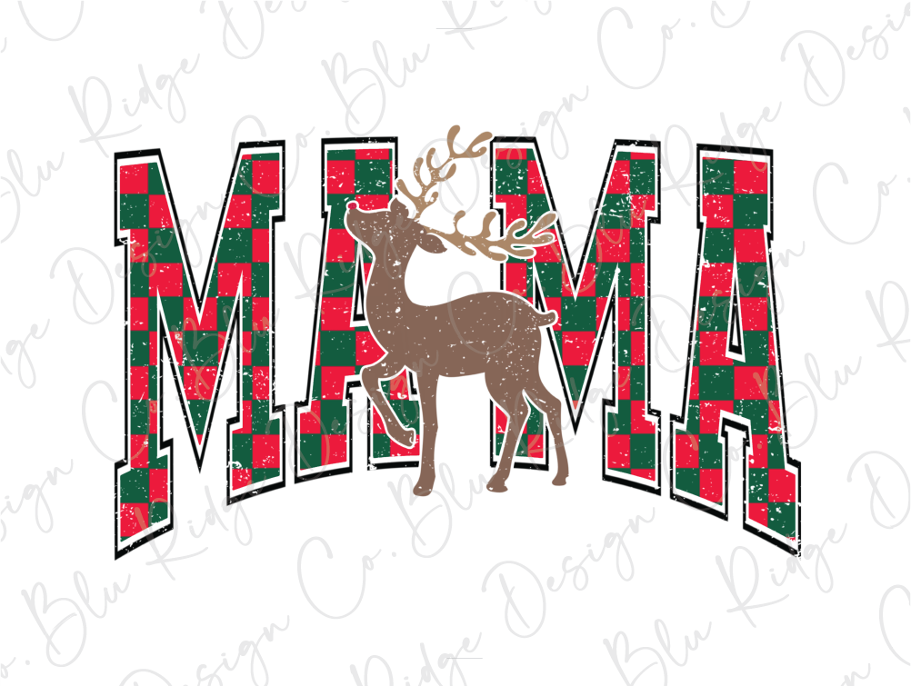Red Green Checkered Mama Reindeer Graphic T-Shirt