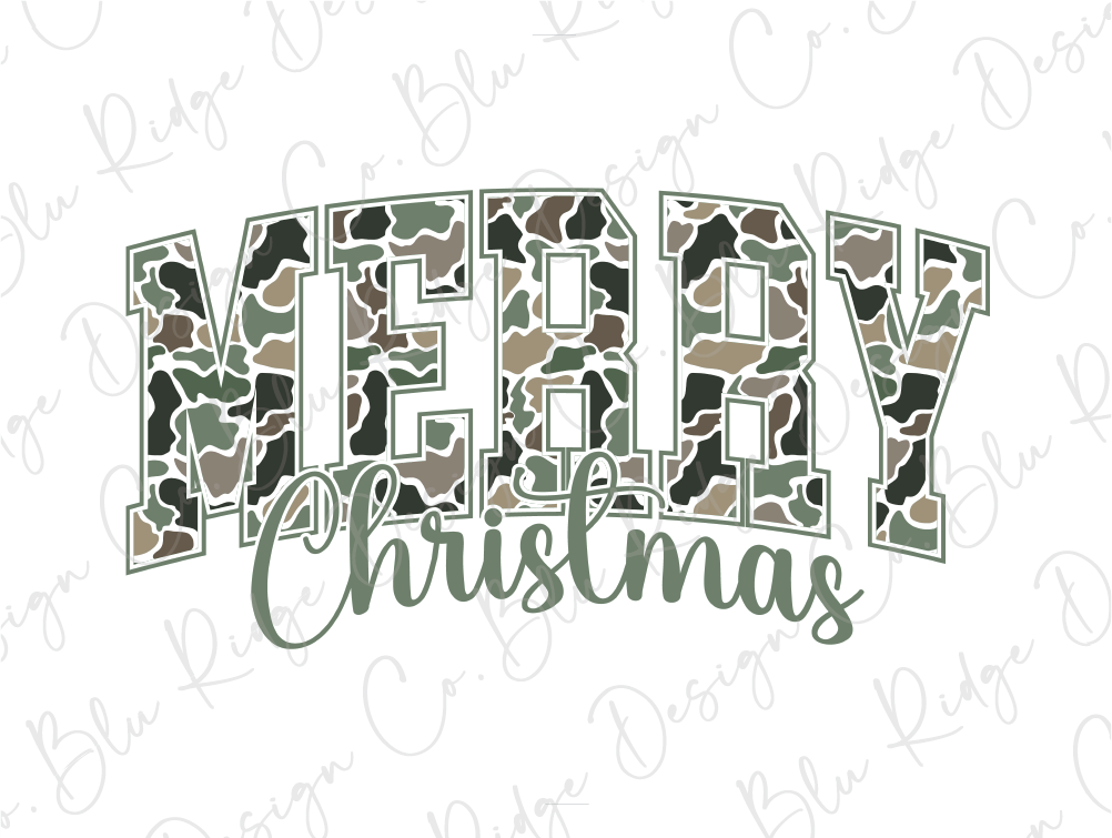 Camo Merry Christmas Graphic T-Shirt