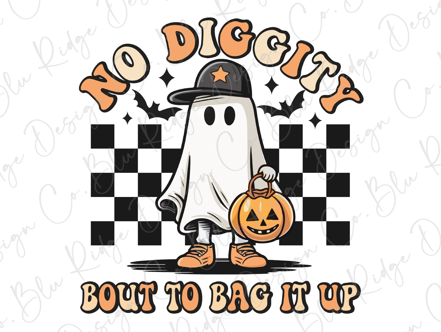 No Diggity, Bout To Bag It Up Retro Cool Ghost Graphic T-Shirt