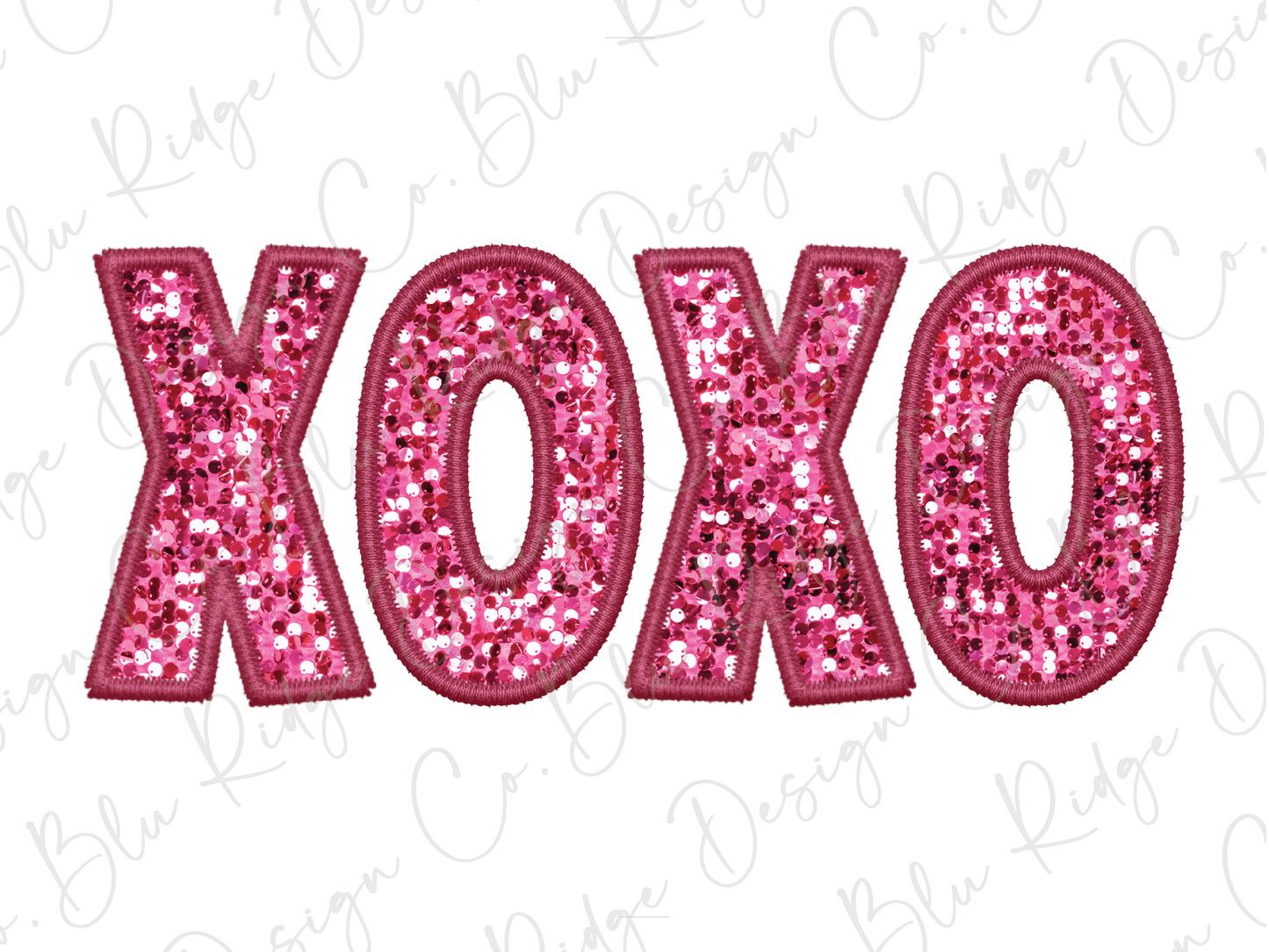 XOXO Dark Pink Sparkles Valentines Day Graphic T-Shirt