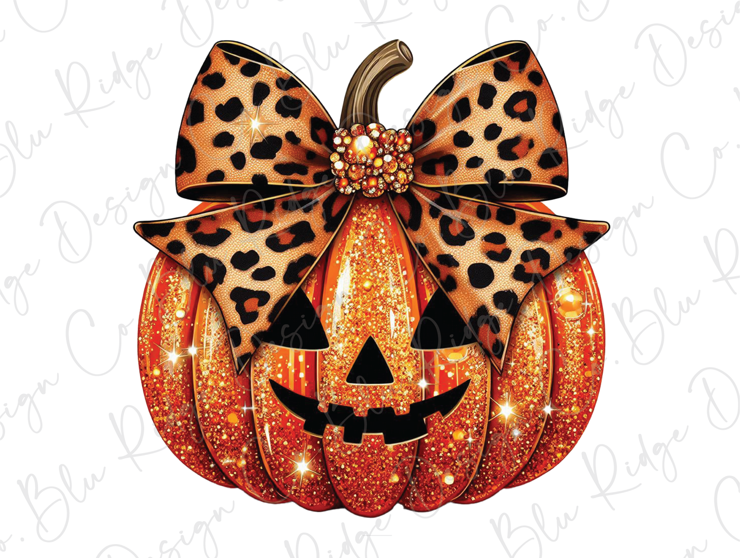 Faux Glitter Pumpkin Leopard Coquette Graphic T-Shirt