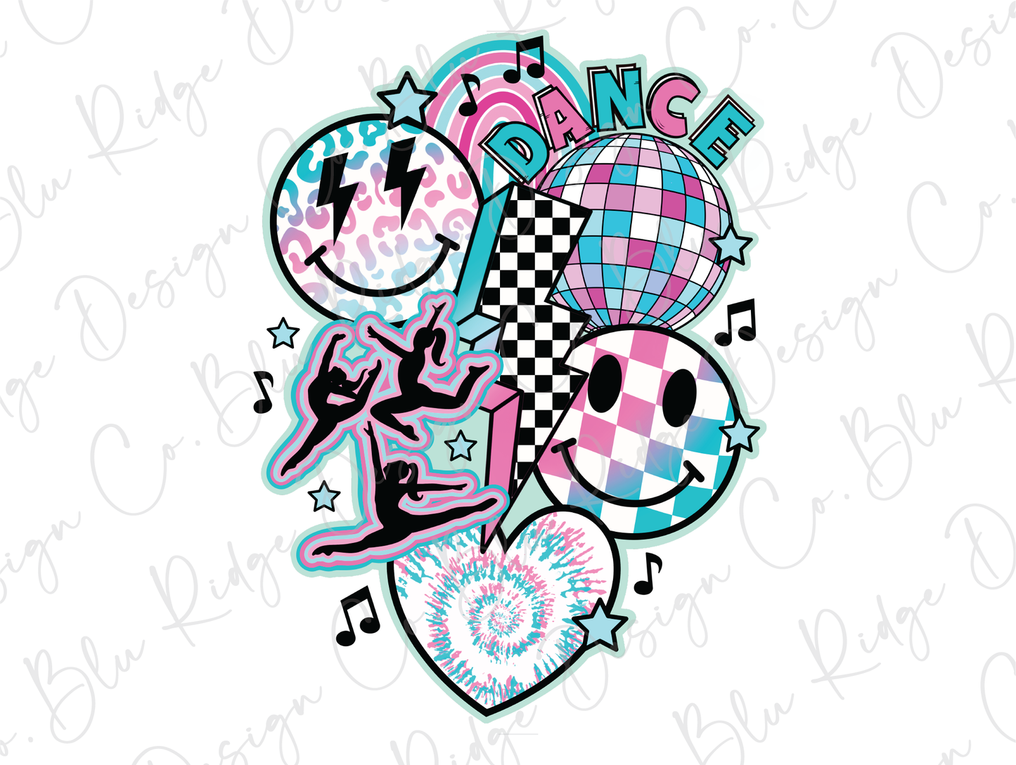 Retro Dance Smiley Collage Graphic T-Shirt