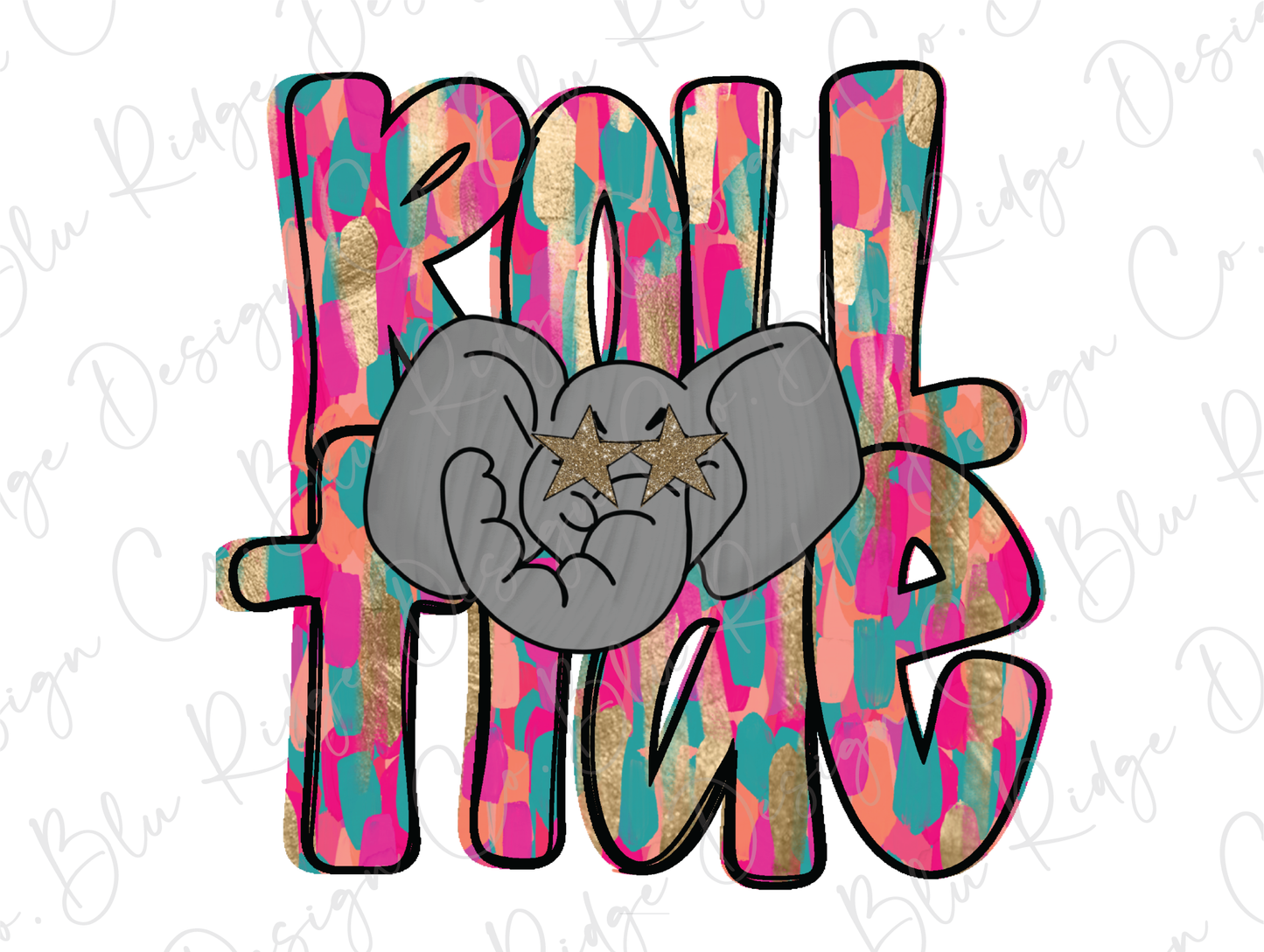 Colorful Streak Roll Elephant Tide Graphic T-Shirt