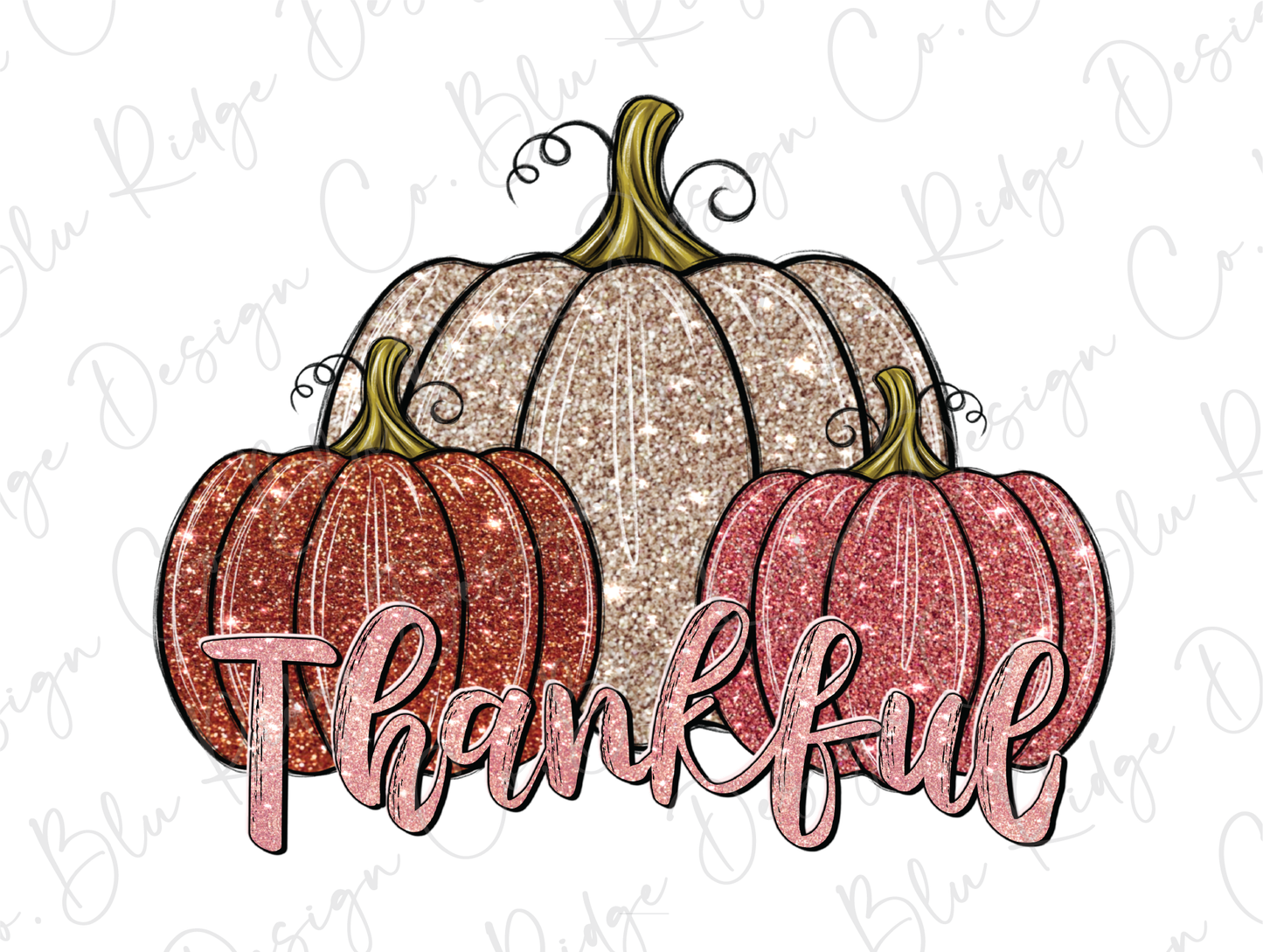 Thankful Glitter Pumpkins Graphic T-Shirt