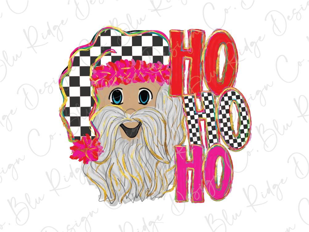Checkered Santa Ho Ho Ho Graphic T-Shirt