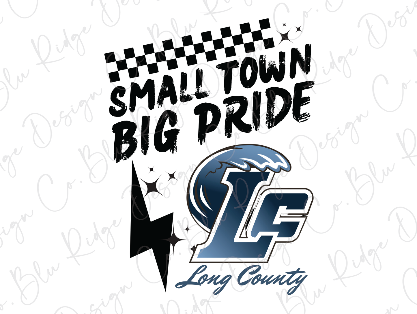 Long County Blue Tide Small Town Big Pride School Spirit Graphic T-Shirt