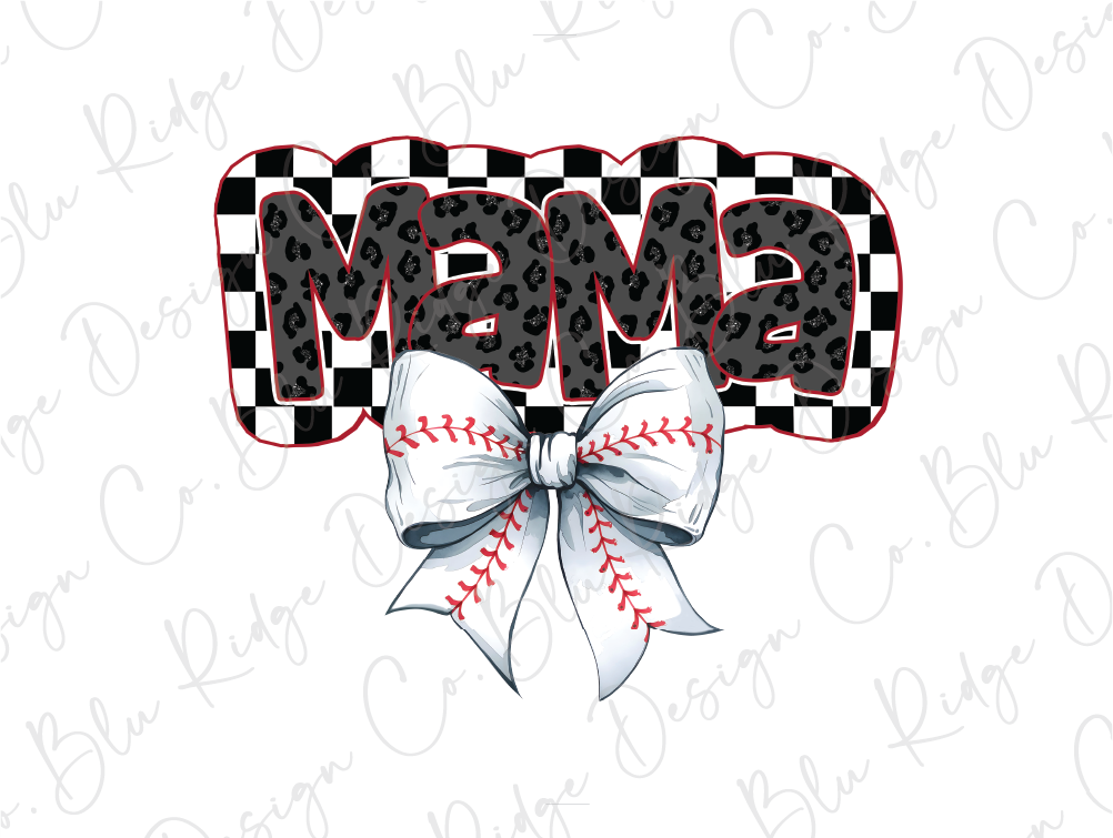 a baseball mom with a bow on it