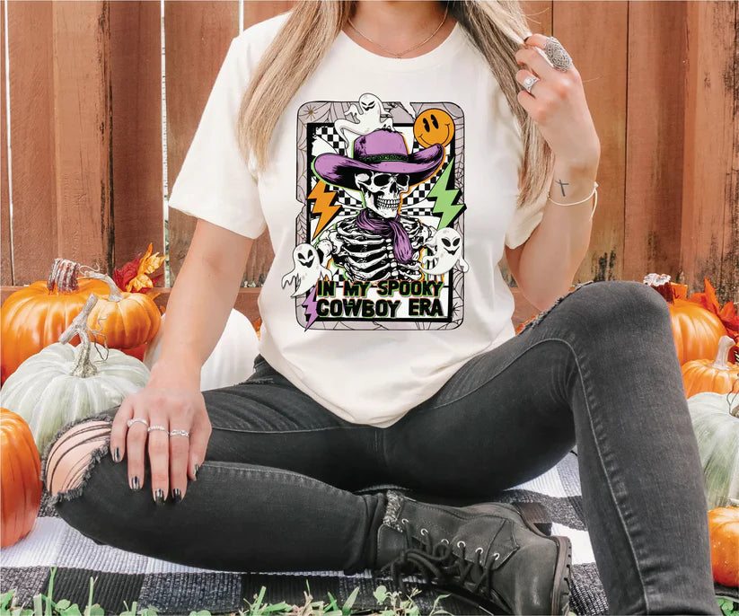 In My Spooky Cowboy Era Skeleton Halloween Graphic T-Shirt