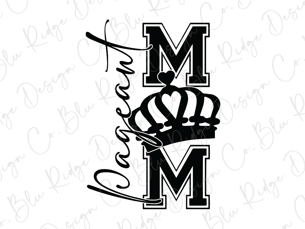 a black and white image of the letter m with a crown