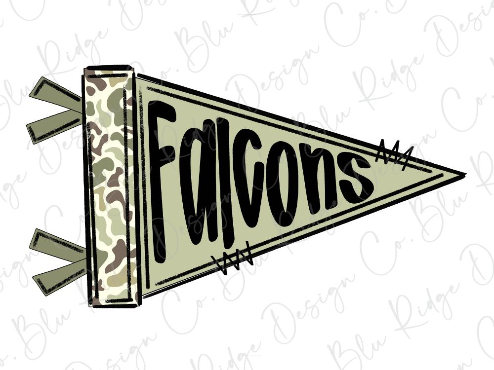 A flag with the word "Falcons" written on it.