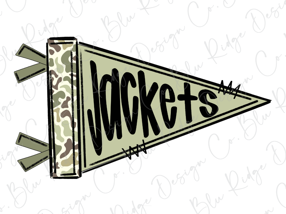 A flag with the word "JACKETS" written on it in a stylized font.