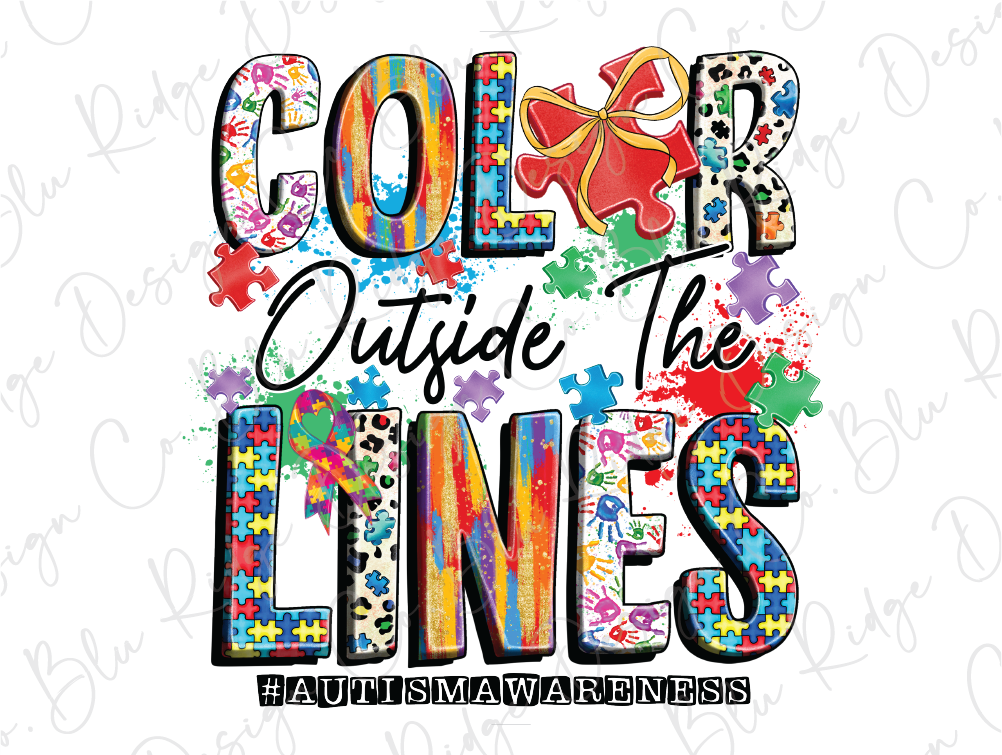 the words color outside the lines on a white background