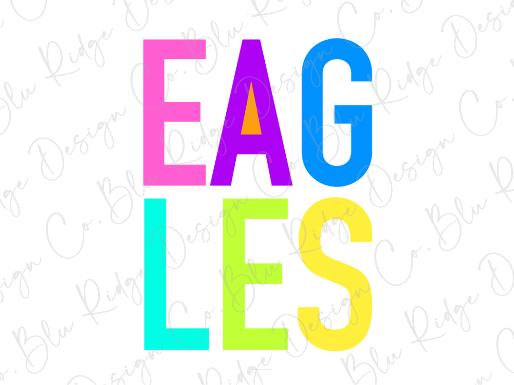 the word "EAGLES" in a colorful, stylized font.