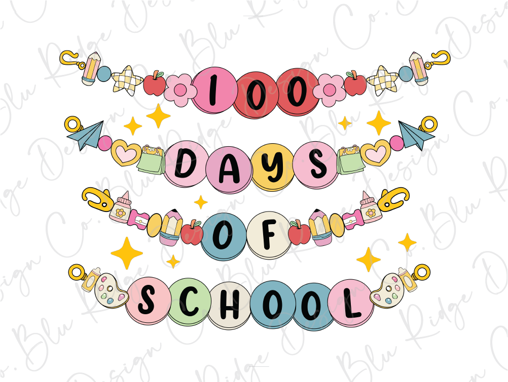 the words 100 days of school written in colorful letters