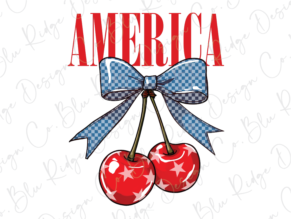 a pair of cherries with a bow on top of it