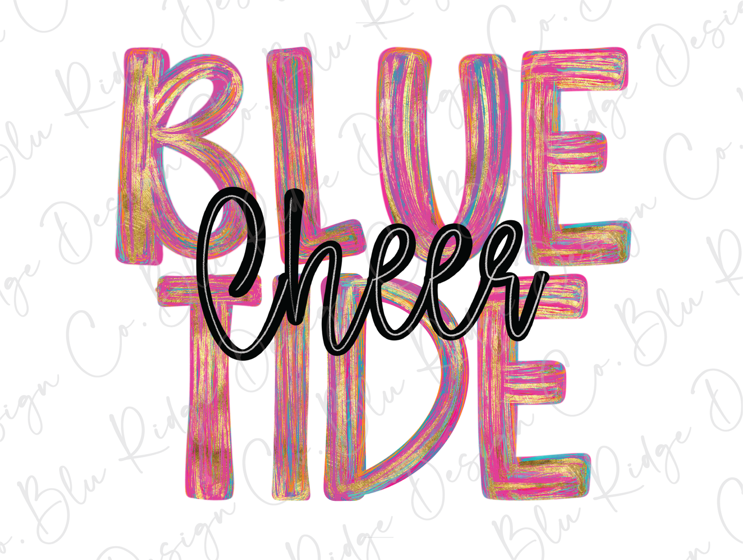 Blue Tide Cheer Colorful Streak Graphic T-Shirt
