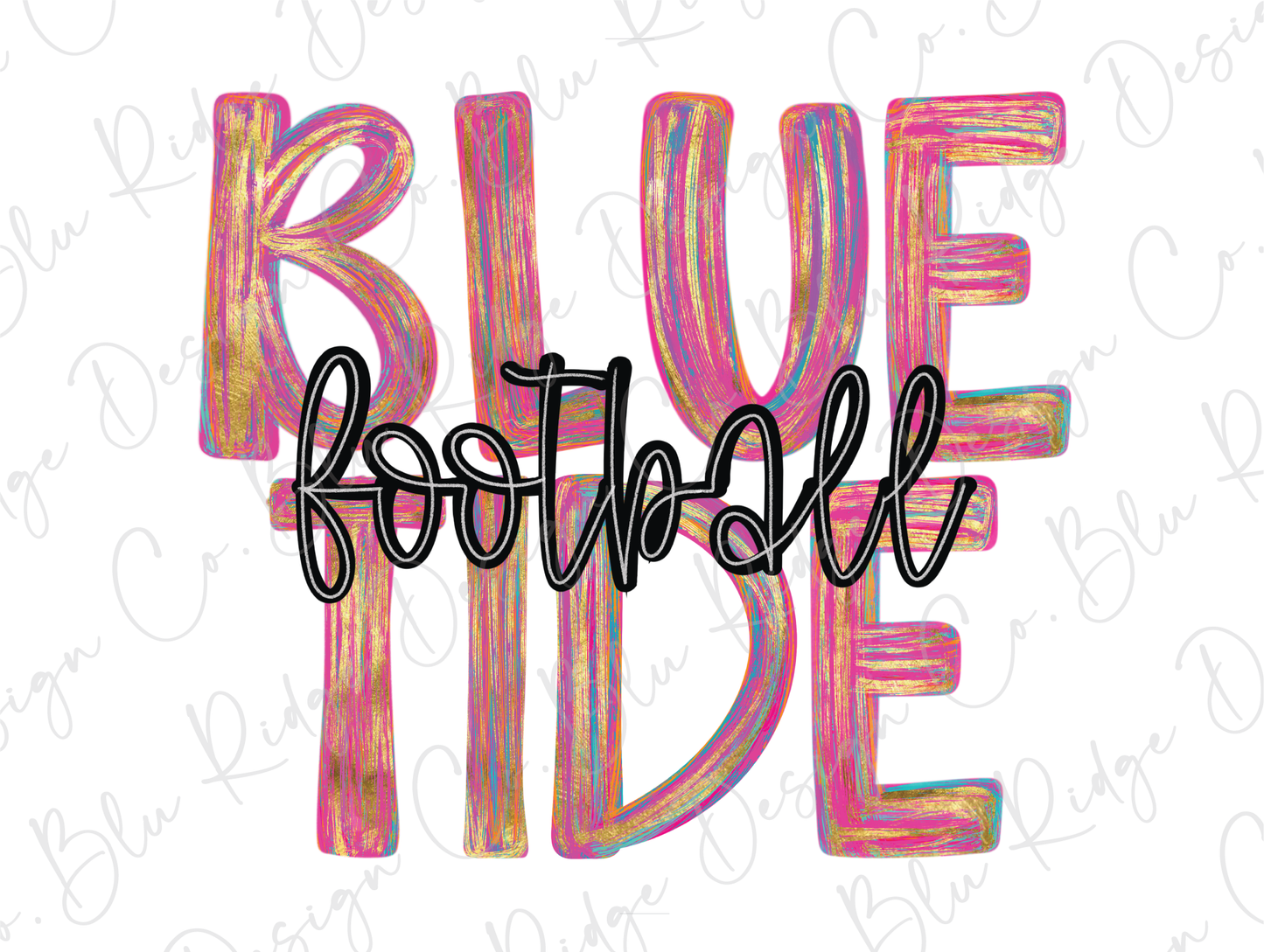 Blue Tide Football Colorful Streak Graphic T-Shirt