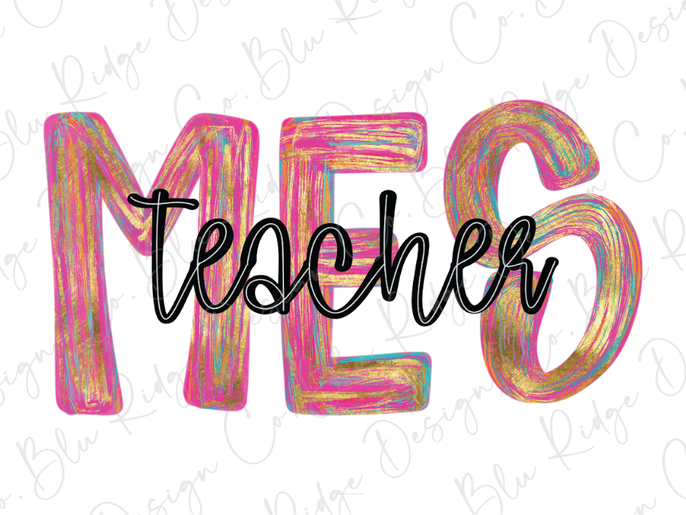 the word "Teacher" written in a stylized, colorful font.