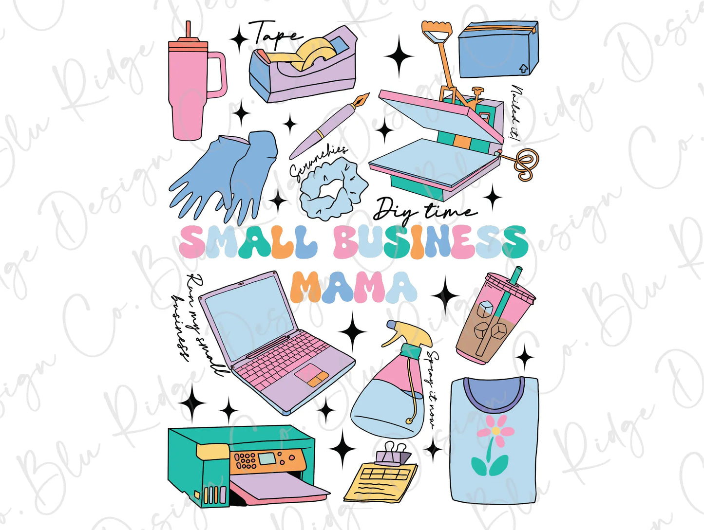 small business mama stickers on a white background