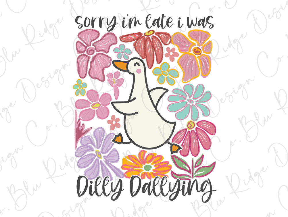 a white duck surrounded by colorful flowers