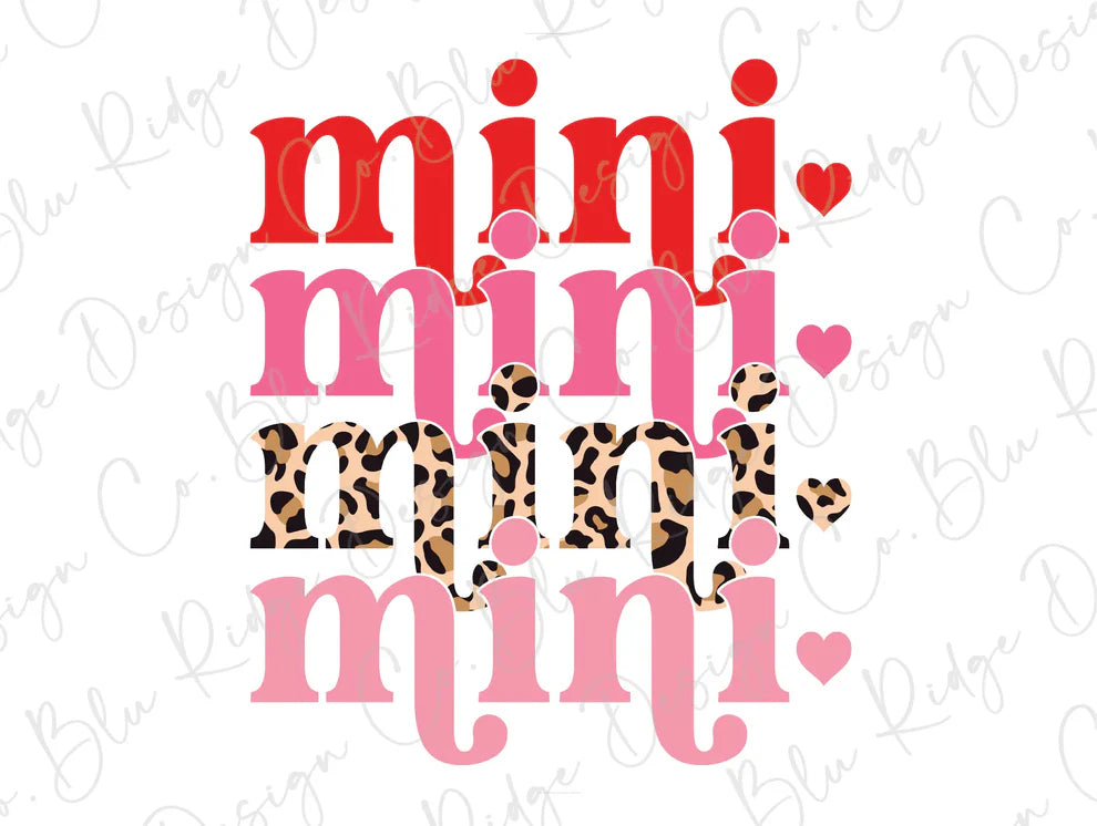 Valentine's Day Mini Mini Mini Pink Leopard Hearts Graphic T-Shirt