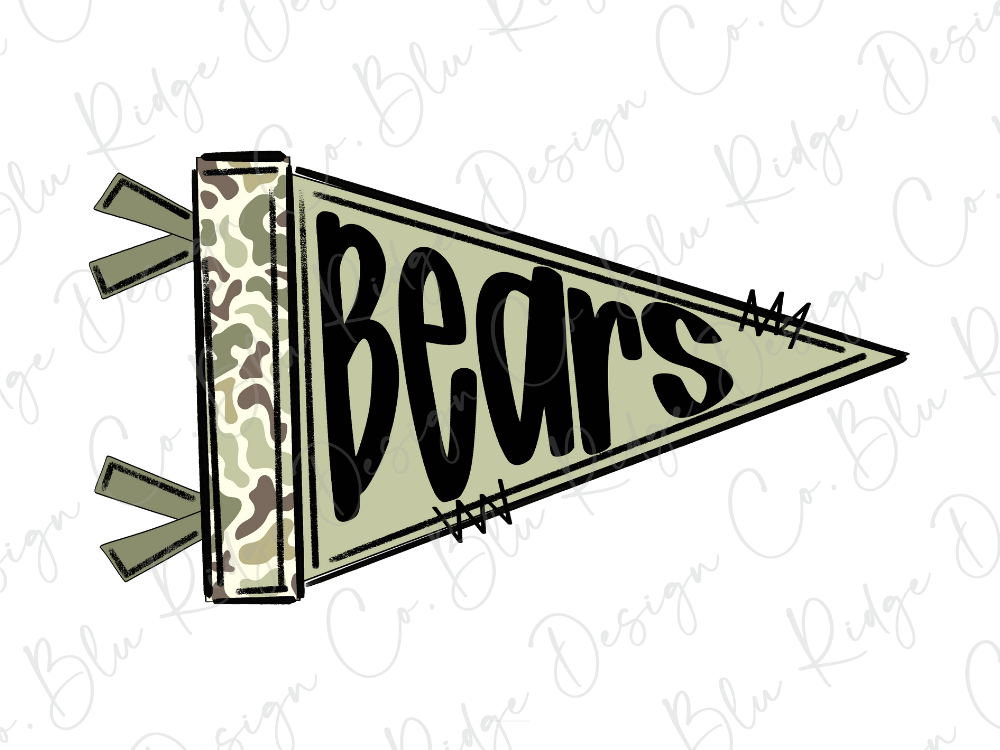 A flag with the word "Bears" written on it in a stylized font.