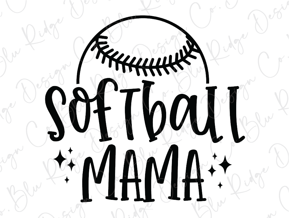 a softball ball with the word softball mama on it