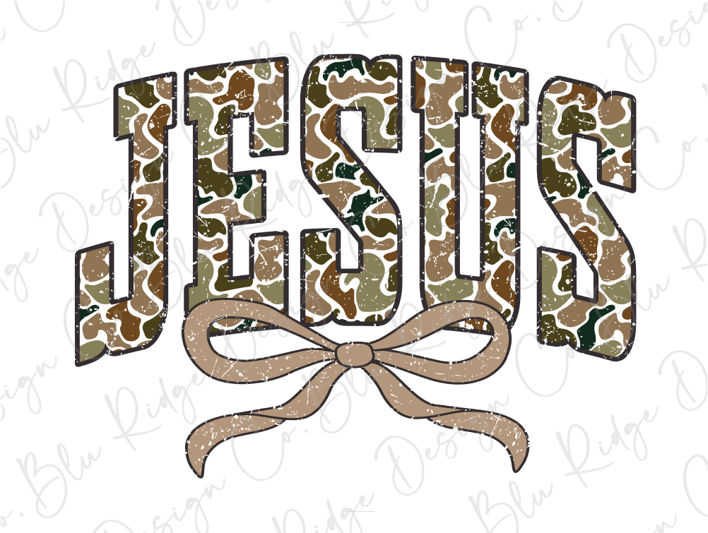 the word jesus with a bow on it