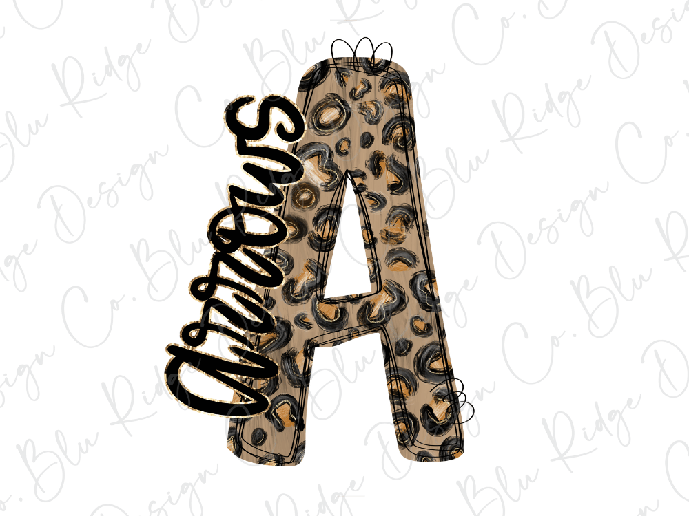 A stylized letter 'A' with a leopard print pattern, featuring the word "Aardvark" written in cursive.