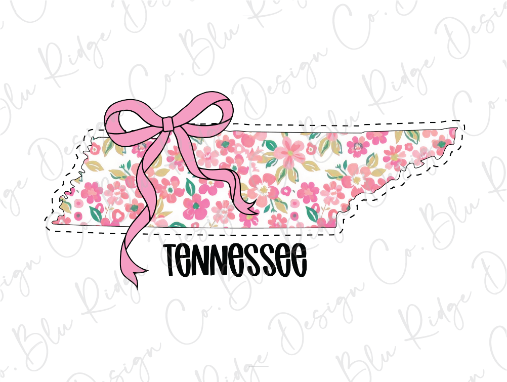 the state of tennessee with flowers and a pink ribbon