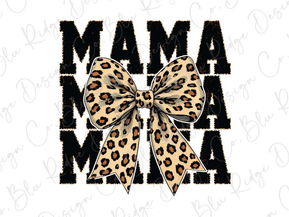 a leopard print bow with the words mama on it