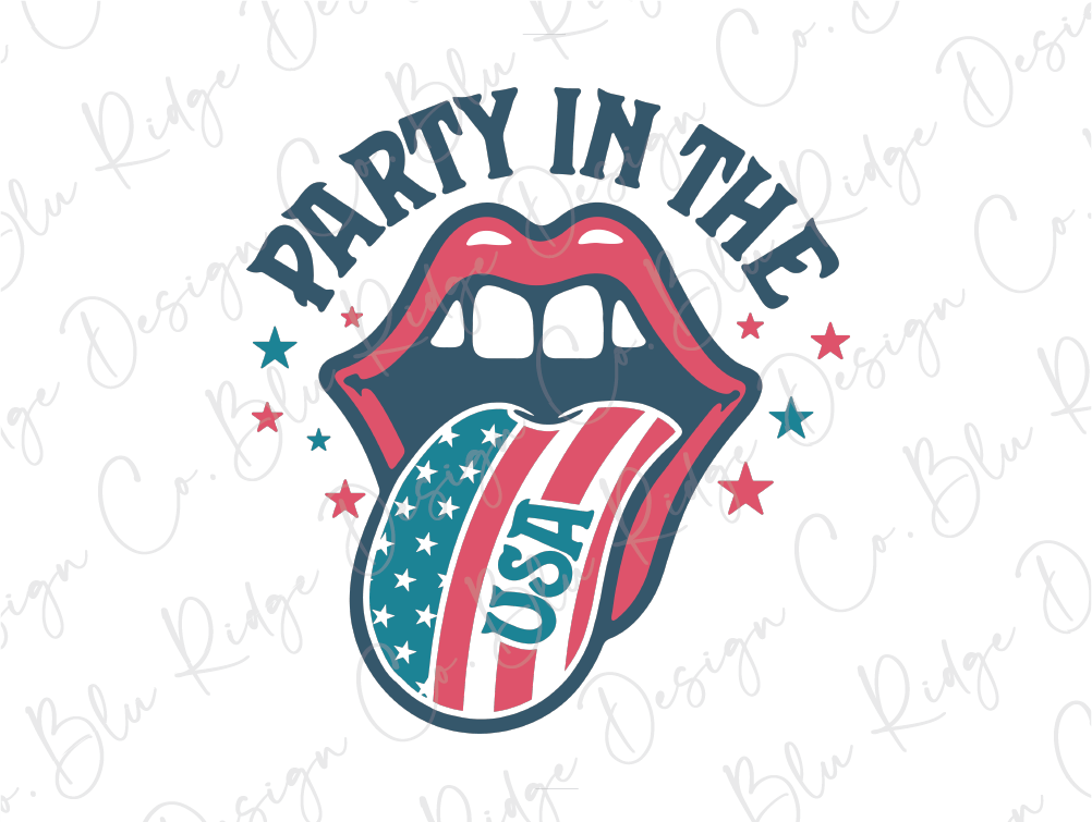 a patriotic tongue with the words party in the usa
