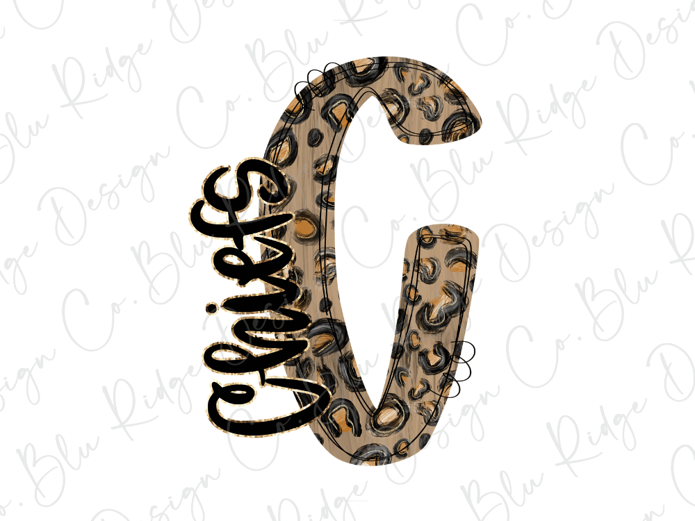 A stylized letter 'C' with a leopard print pattern, featuring the word "Chains" written in cursive script.