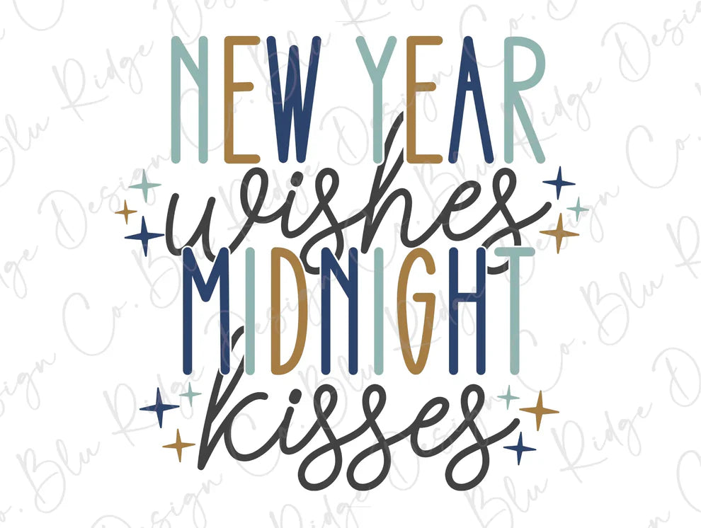 New Year Wishes and Midnight Kisses Happy New Years Eve Party Graphic T-Shirt