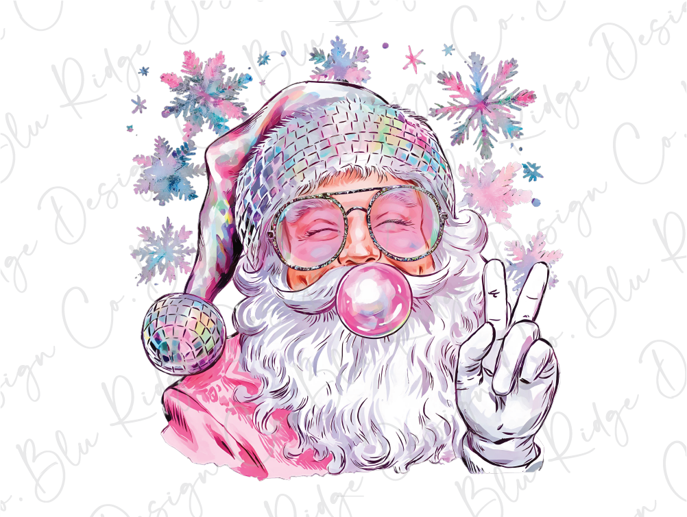 Pink Christmas Santa Graphic T-Shirt