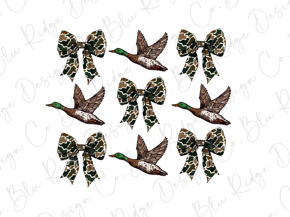Duck Camo Coquette Bows Graphic T-Shirt