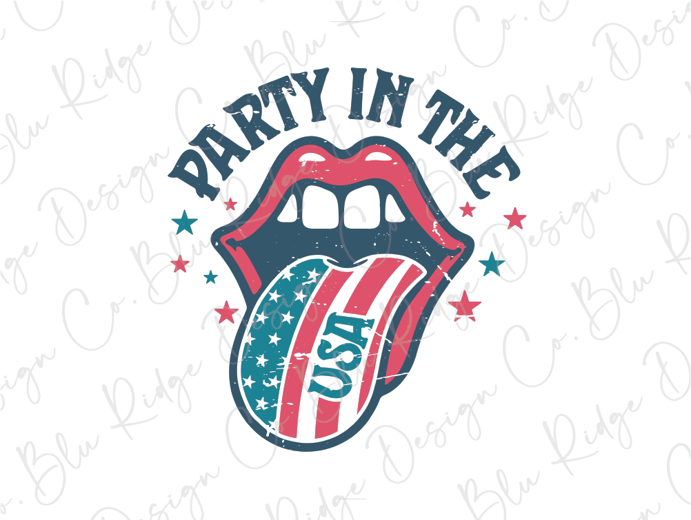 a patriotic tongue with the words party in the usa