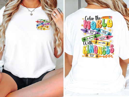 a woman wearing a white shirt and black shorts