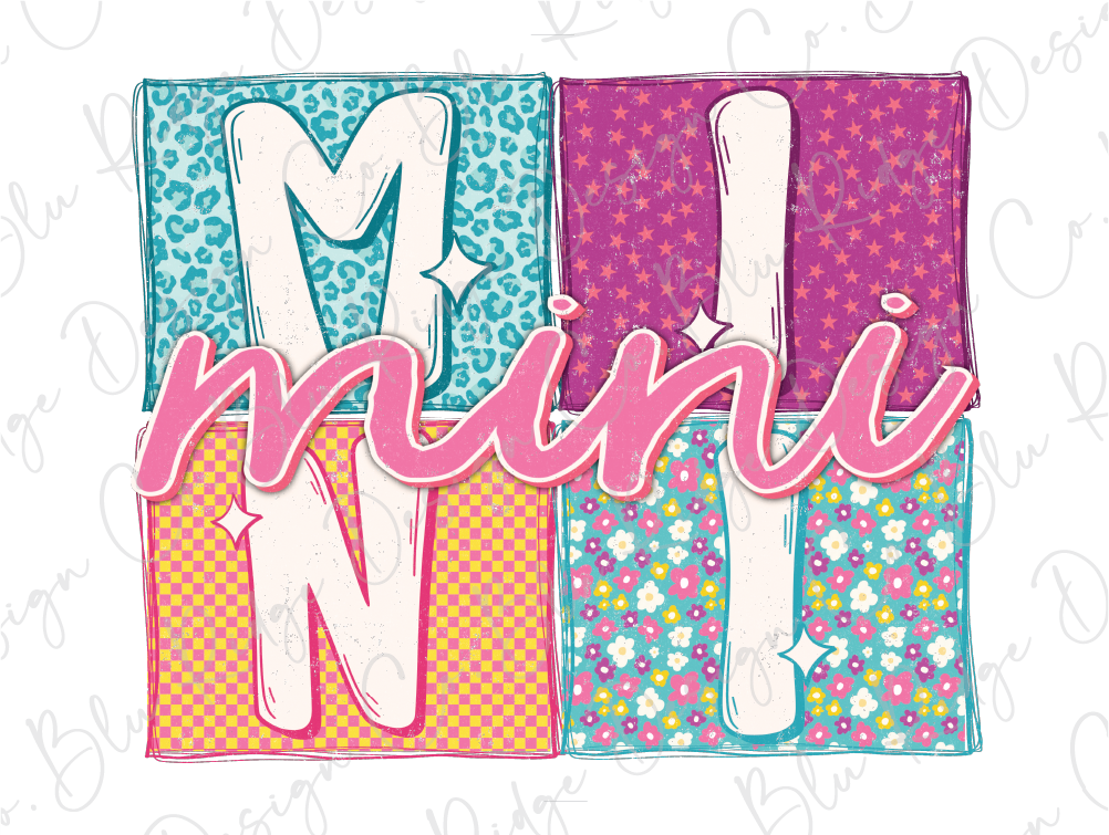 a picture of the word mimi in three different colors