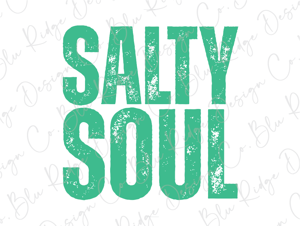 the words salty soul on a white background