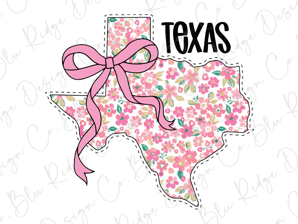 a texas state with flowers and a pink ribbon