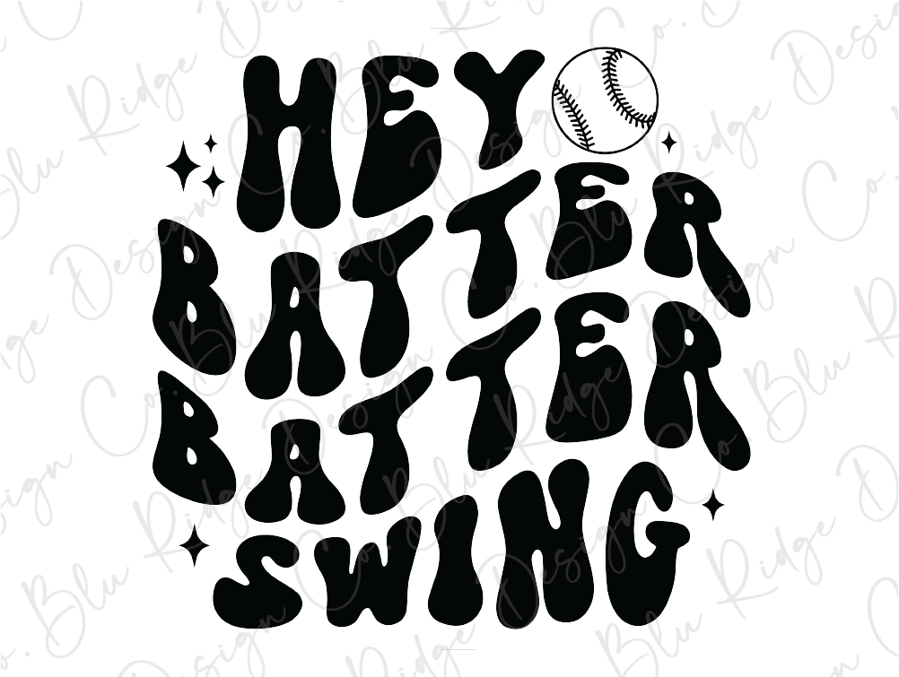 a black and white image with the words hey batter batter swing
