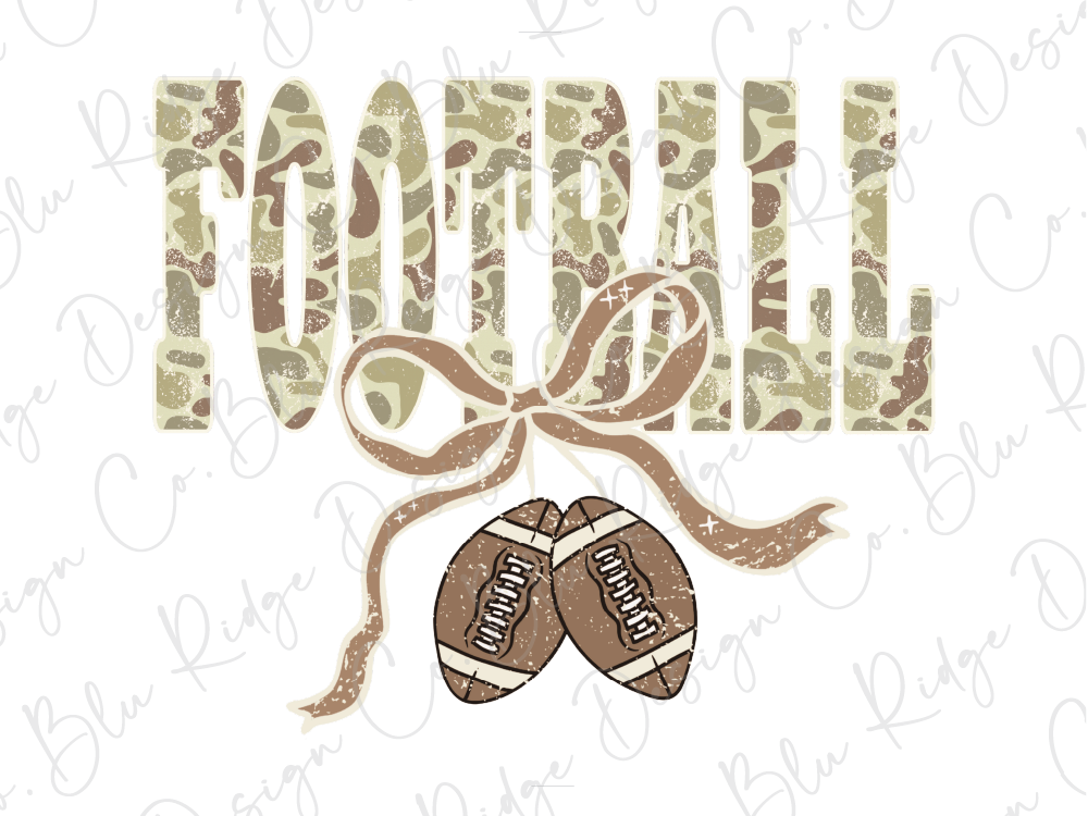 the word "FOOTBALL" written in a camouflage pattern, with two footballs below it, creating a visually appealing and cohesive design.
