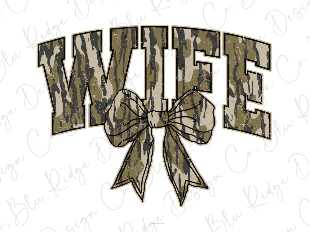 Camo Wife Coquette Bow Graphic T-Shirt