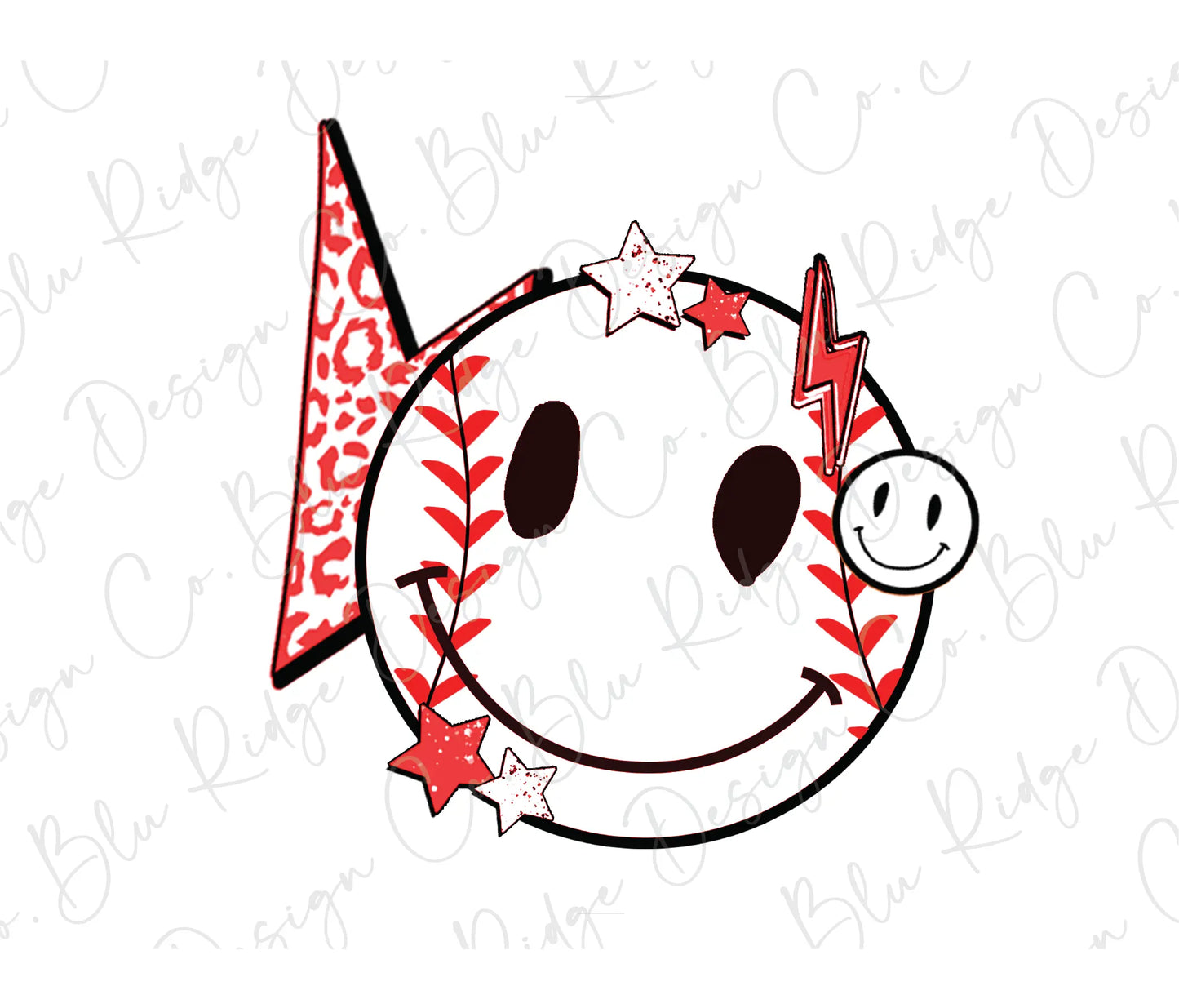 a baseball with a smile and stars on it